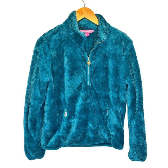 Lilly Pulitzer Turquoise Skipper Sherpa Pullover - size Small - Picture 2 of 8